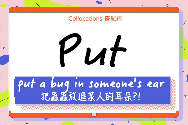 【Collocations大集合】#9『put a bug in sb's ear』把蟲蟲 ? 放進某人的耳朵?! put 的 7 個搭配詞用法 (進階篇)！